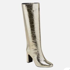 a new day Diva Stovepipe Tall Boots Metallic Gold Foil Size 8 NWT